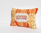 SALE ----Summer Pillow - Pop Art Yellow Orange Vintage Chenille Handmade Throw Chenille Pillow