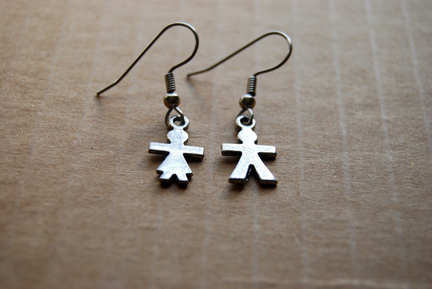 little stick people couple earrings