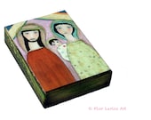 Nativity II - Aceo Giclee print mounted on Wood (2.5 x 3.5 inches) Folk Art  by FLOR LARIOS