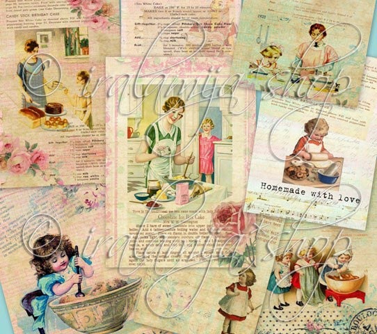 BAKING Collage Digital Images -printable download file-