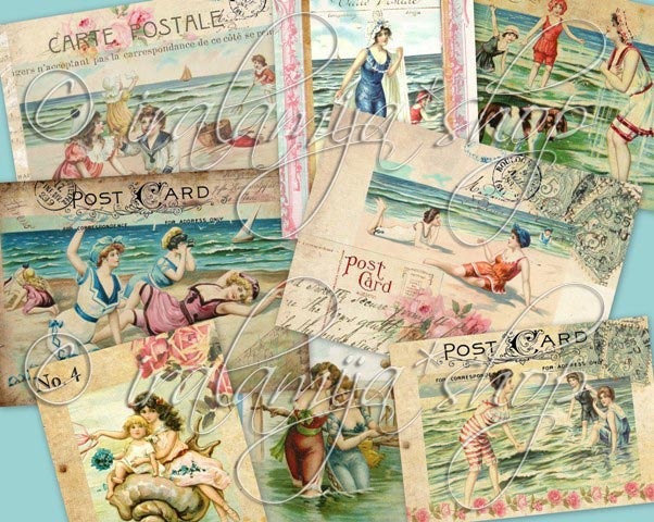 SUMMER TIME collage Digital Images  -printable download file-