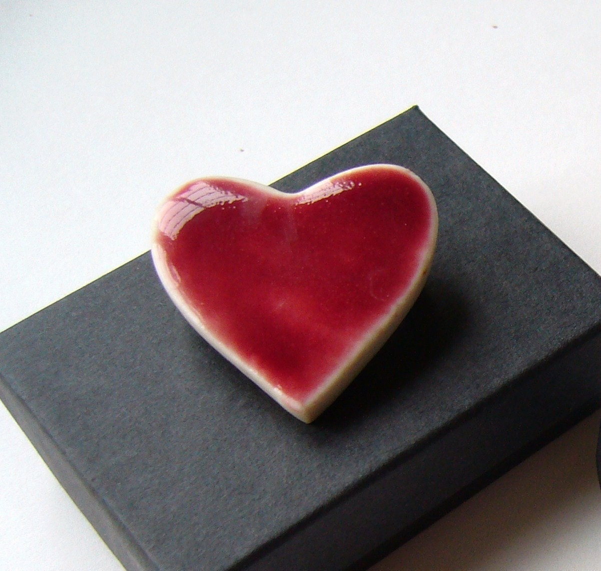 Loving heart, handmade porcelain brooch/pin
