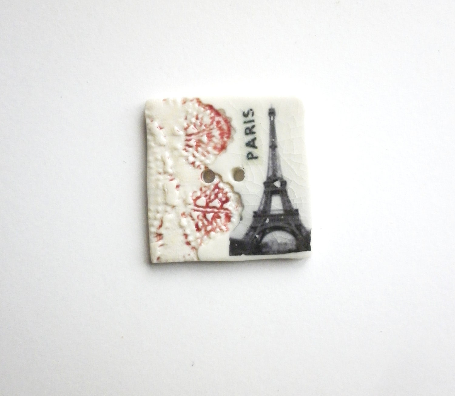To be in Paris, A Large Unique handmade ceramic sew on button