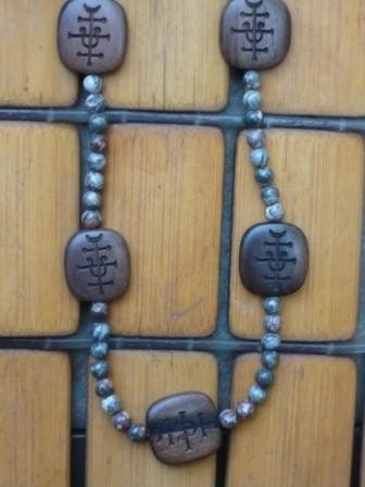 jasper and wooden beads necklace