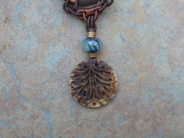 brown chinese silk cord w.brn resin pendant