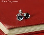 Small Fine Silver Rose Earrings on Sterling Silver Posts - Hand Formed, Artisan, Wedding Bridal Gift, Delicate, Flower