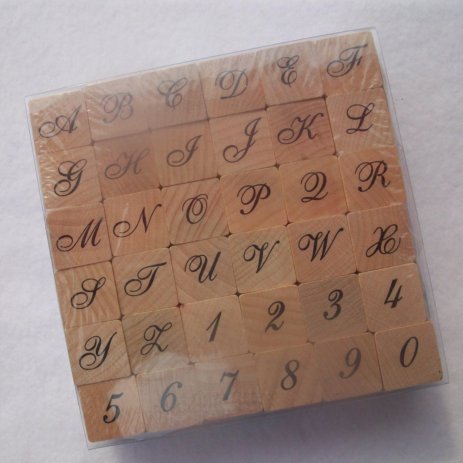 Large Script Alphabet Stamp Set Rubber by HearthsideTreasures