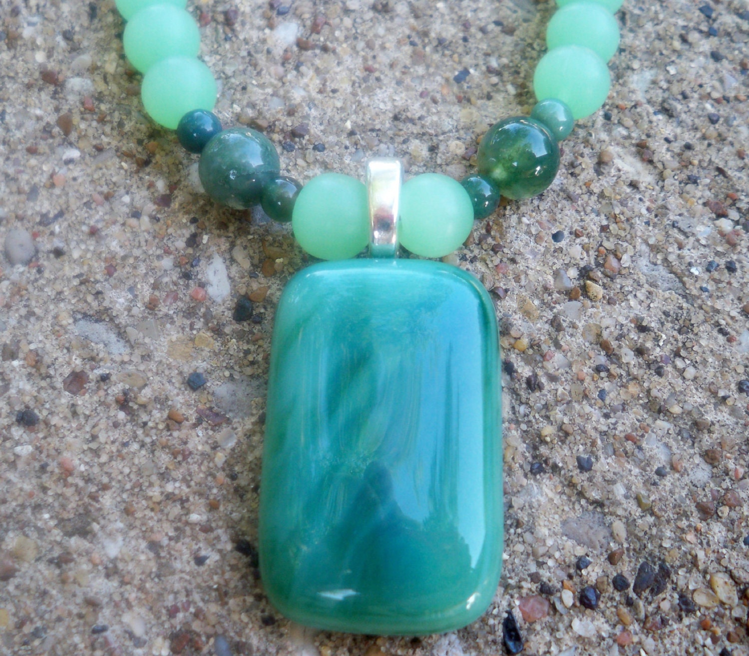 Green Feathers Necklace