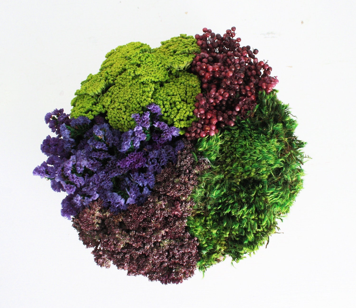plum garden centerpiece- as seen in reader's digest- modern dried flower arrangement