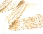 crochet lace scarf in light wool for women and teens - creamy, cottage white, soft, all natural fibers - ready to ship - BaruchsLullaby
