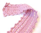 pink scarf - light pink, bohemian lace, crochet - women, teens, all natural fibers, spring fashion, in stock, ready to ship - BaruchsLullaby