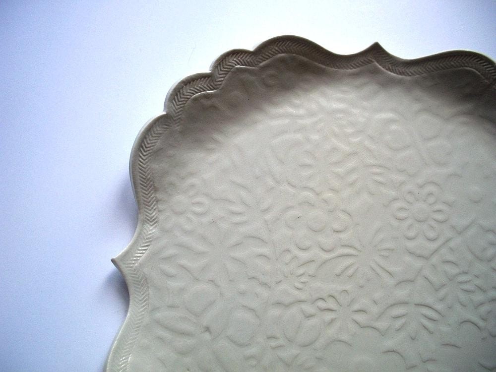 White Butterflies Scallop Plate