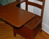 Vintage 1940s  Solid Wood School  Desk