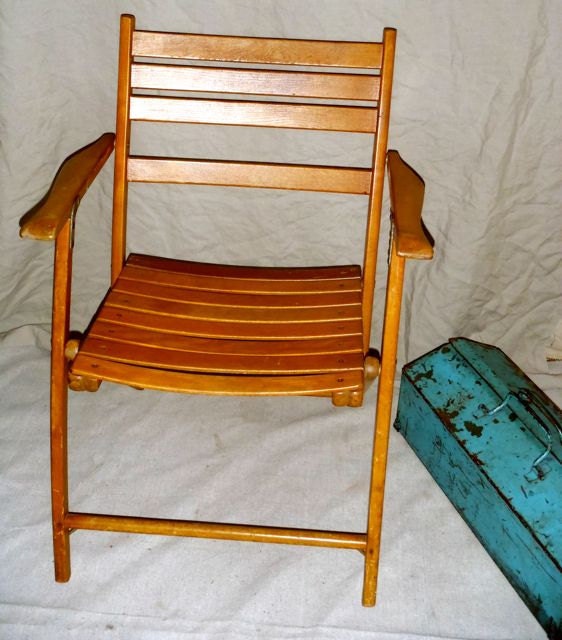 Vintage Wood Slatted Modern Chair from the 1940s