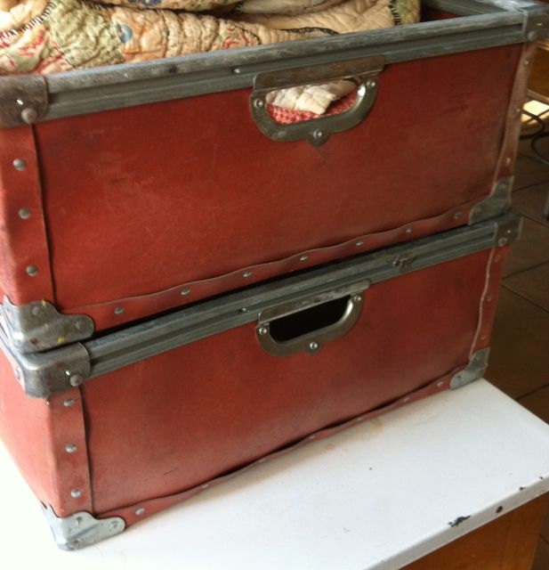 Vintage Industrial Coated Fiberboard Stacking Bins