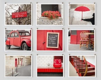 Paris Photography Collection, Red - French Fine Art Photograph Art Prints, Paris Decor, Large Wall Art, Red Color Photography