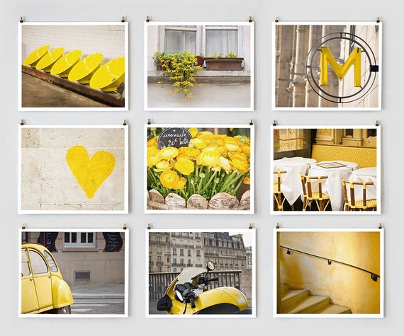 Paris Photography Collection, Yellow -- Paris Art, French Large Wall Art, Yellow Wall Art, Spring
