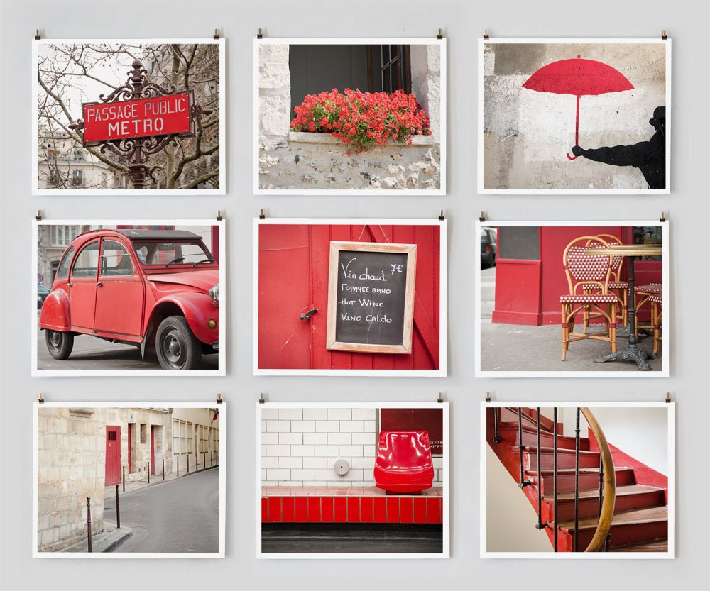 Paris Photography Collection, Red - French Fine Art Photograph Art Prints, Paris Decor, Large Wall Art, Red Color Photography