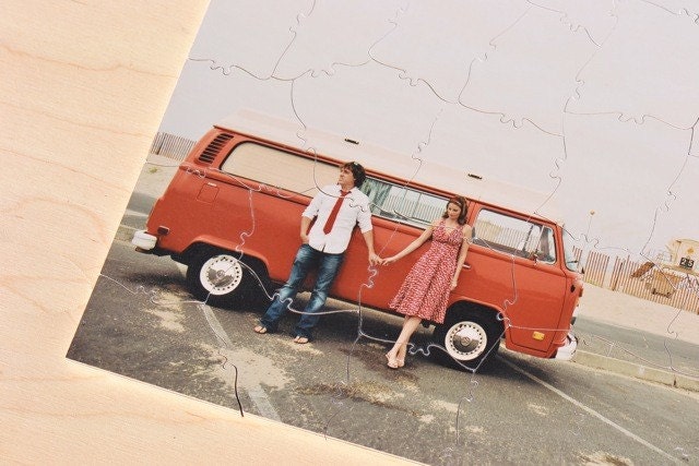 Puzzle Wedding Guest Book, 70 Wood Pieces, Use Your Photo