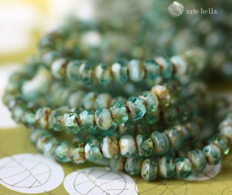 MALIBU BITS .. Picasso Czech Faceted Rondelle Beads (1977-st)