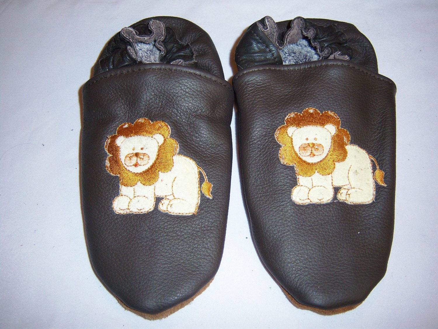 Summer sale handmade baby shoes soft soled brown lion with polar insoles 5-6 toddler 32-33 eur