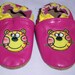 Summer sale handmade leather baby shoes soft soled fushia yellow tiger 12-18 mths 22-23 eur