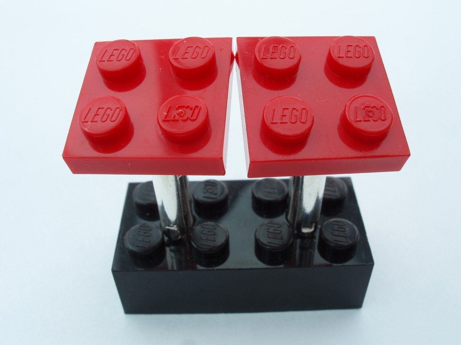 Pick your own colour Lego Plate Cufflinks - silver plated - BUY 1 PAIR GET 1 FREE