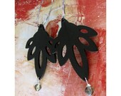 Flight to Brazil Carved Filigree Wood Wing Hoop Earrings in Espresso