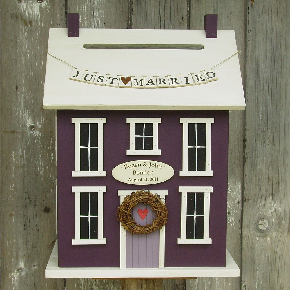 Wedding Card Holder Box Birdhouse - The Original - Personalized -  Choose your Colors.