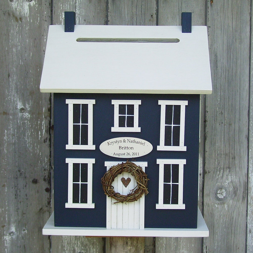 Wedding Card Holder Box Birdhouse - The Original - Personalized -  Choose your Colors.