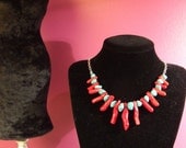Red Hot Chili Coral Necklace with Turquoise