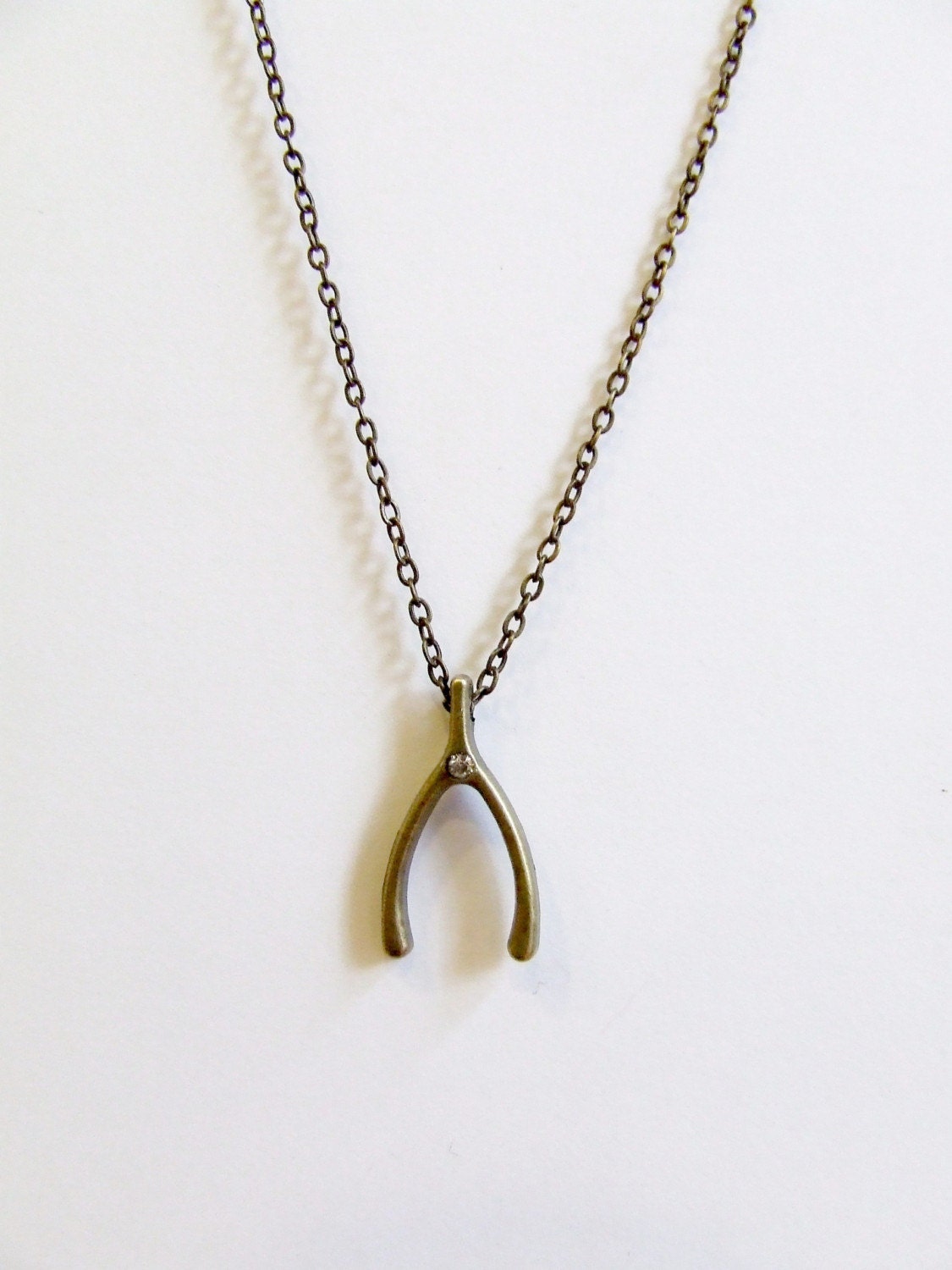 Wishbone Necklace on Wishbone Brass Necklace By Beadup On Etsy