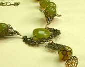 jade and brass filagree necklace