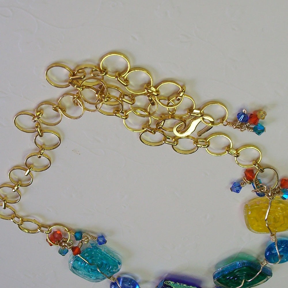 Necklace Pendant  Colorful Dichroic Glass