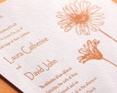 Daisy - Letterpress Wedding Invitation - mango on white