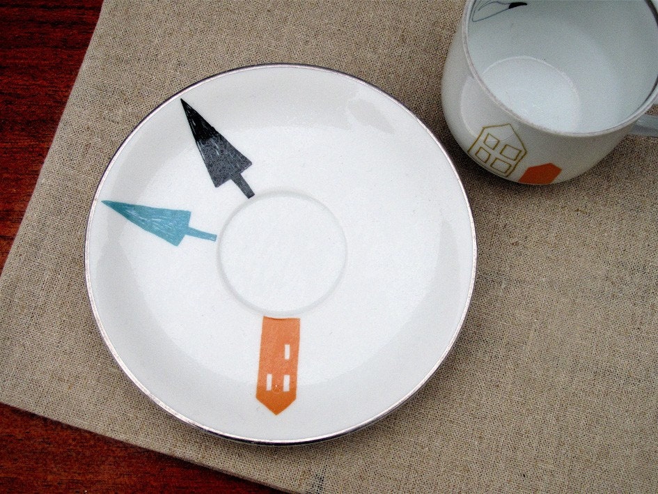 SALE Cup and saucer 'fox hanging around'