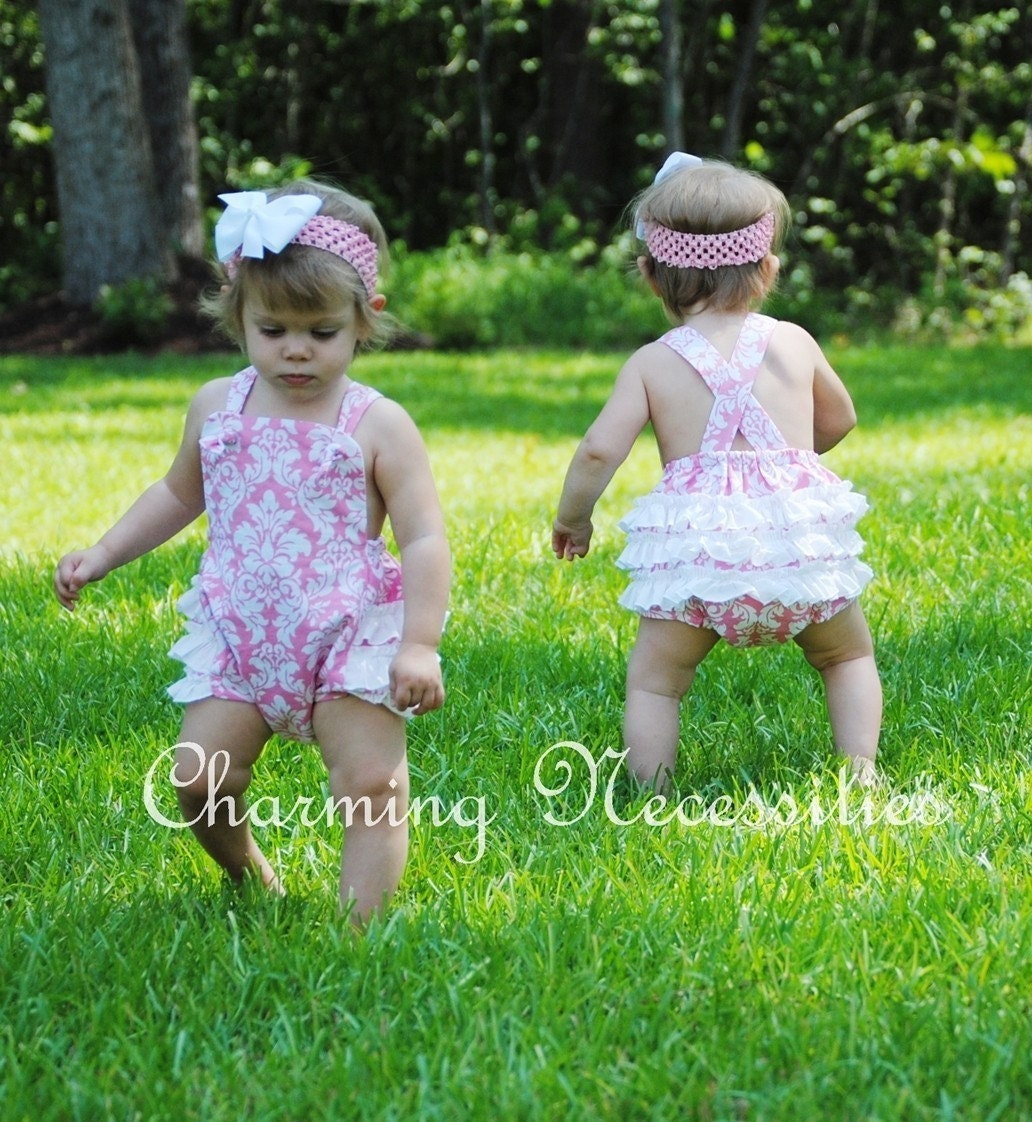 Retro Bubble Romper with Ruffles - Vintage Beauty Sunsuit in Pink Fancy