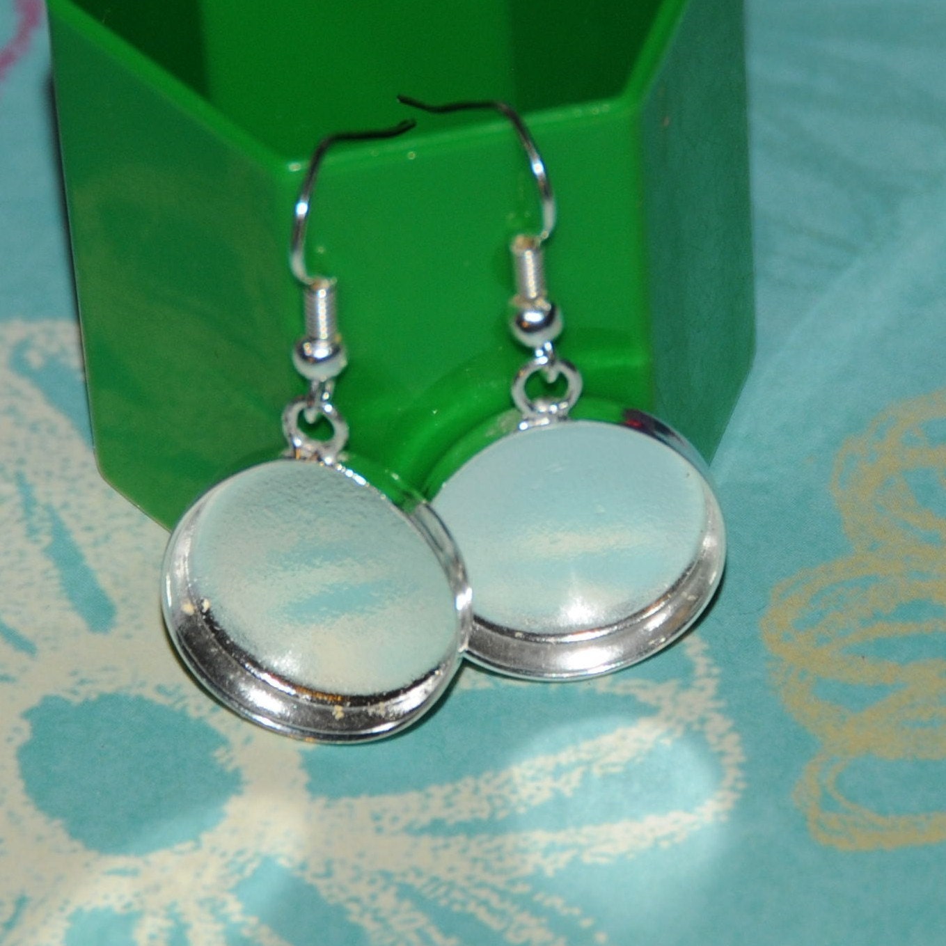 Circle Hoop Earrings with Bezel