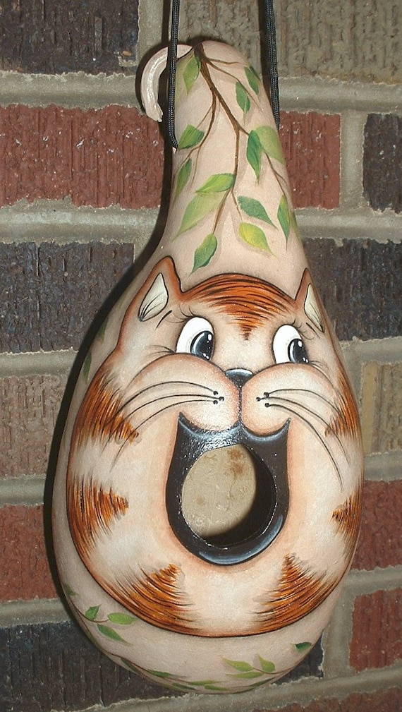 Hand Painted Cat Gourd Birdhouse By FromGramsHouse On Etsy