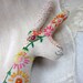 Baby Bean the Hand Embroidered Fabric Hare: sunflowers & daisies