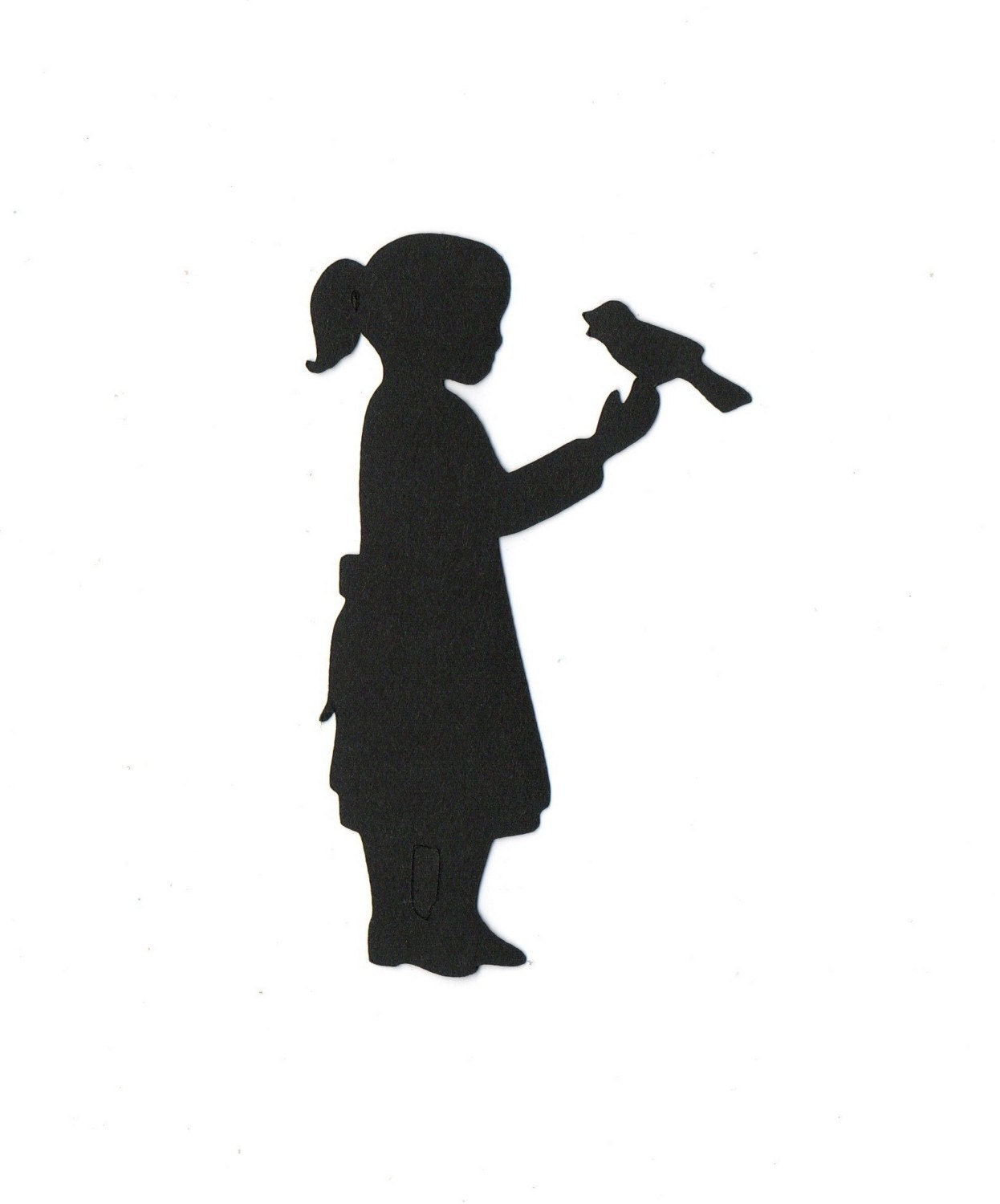 girl w/ bird Child Silhouette die cut for scrap booking or card making