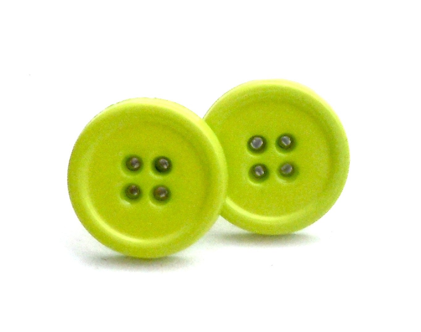 Chartreuse Green Button Earrings