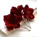 Rustic Ruby Red Flower Bobby Pins, Christmas Red