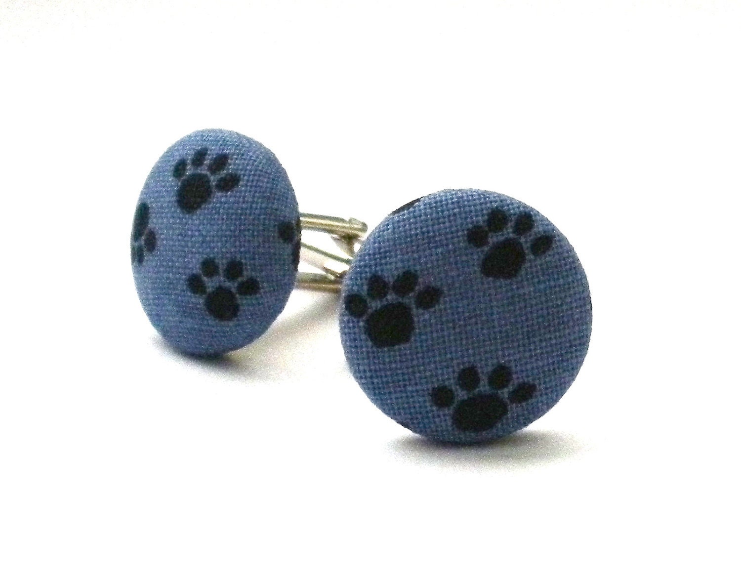 Mans Best Friend Paw Print Fabric Covered Button Cufflinks