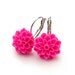 Hot Pink Mini Mum Cabochon Flower Earrings
