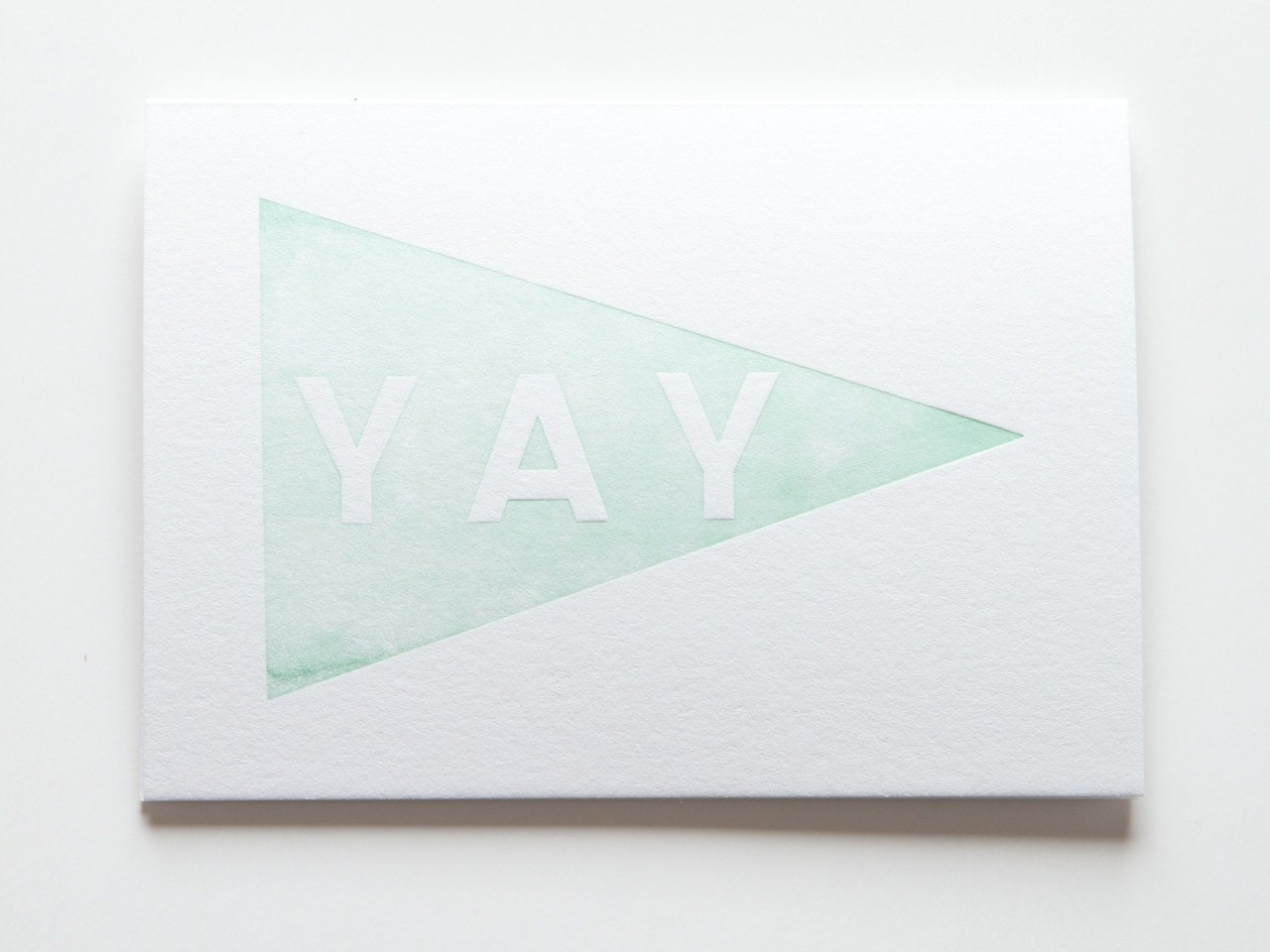 Yay pennant mint - letterpress greeting card