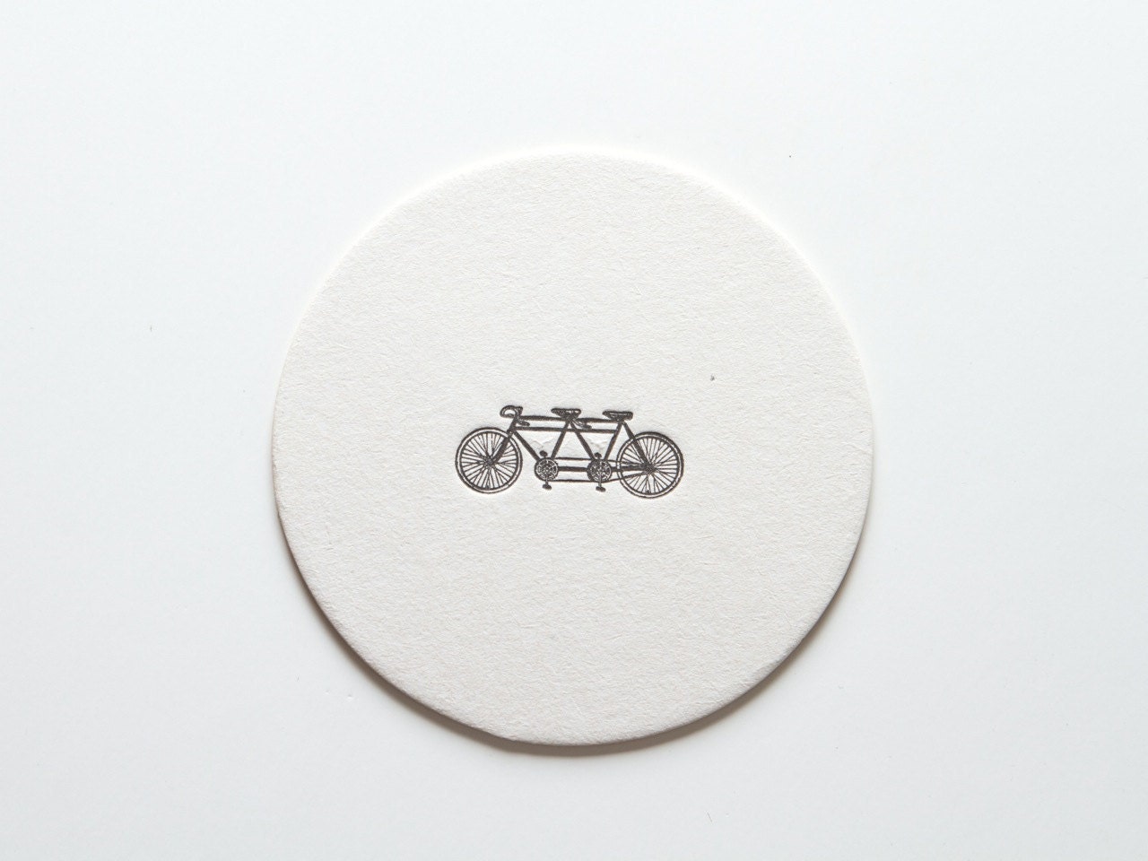 Tandem Bicycle Coaster - Letterpressed 4" Round Coaster