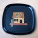 Small Vintage Couroc Tray - Wood Fish House on Ocean - under 30