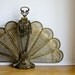 Antique Brass Fireplace Screen - Ornate Skeletal Look