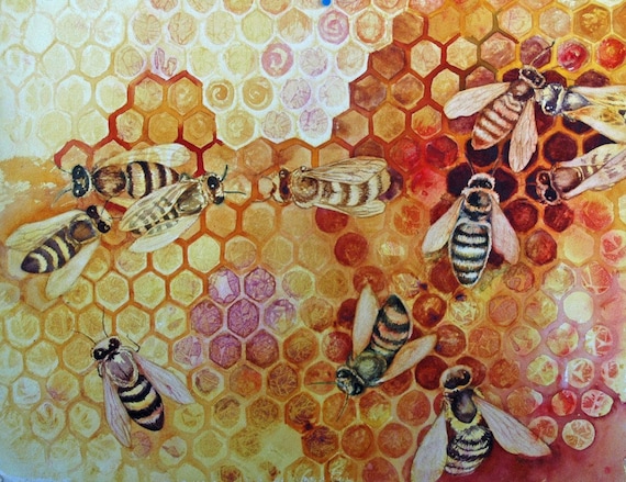 Save The Bees, an orignal watercolor painting